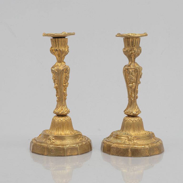 A pair of French Louis XV-style candlesticks by Henri Picard, Paris, Napoleon III, mid 19th Century.