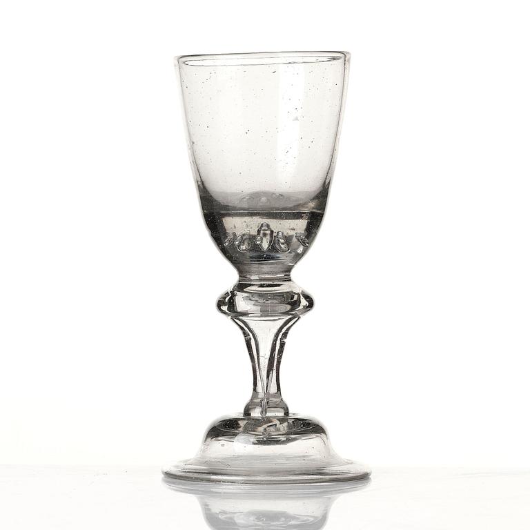 Three wine glasses, 18th century.