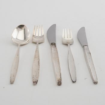 Tias Eckhoff, Cutlery 43 pcs "Cypress" sterling silver by G Jensen Denmark.
