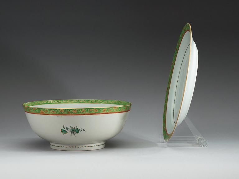 BÅLSKÅL med FAT, kompaniporslin, Qing dynastin Qianlong (1736-95).