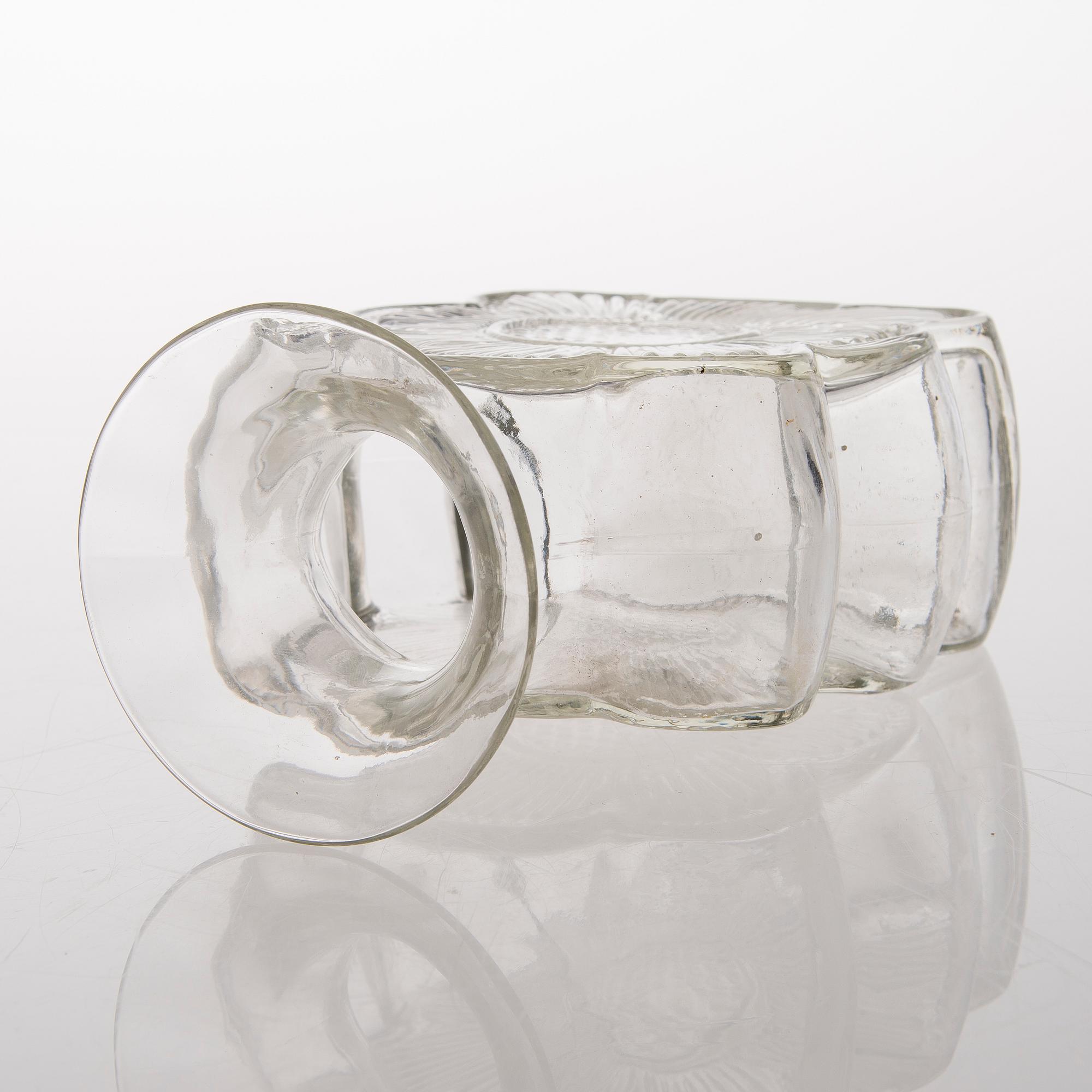 A vas and four candle holders/ vases in glass from Riihimäen Lasi, Finland 1970s.