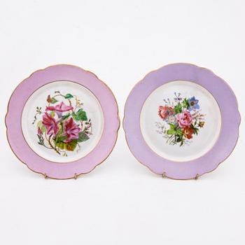 A set of five Russian porcelain plates by the Imperial Porcelain Factory, Saint Petersburg, period Alexander II.