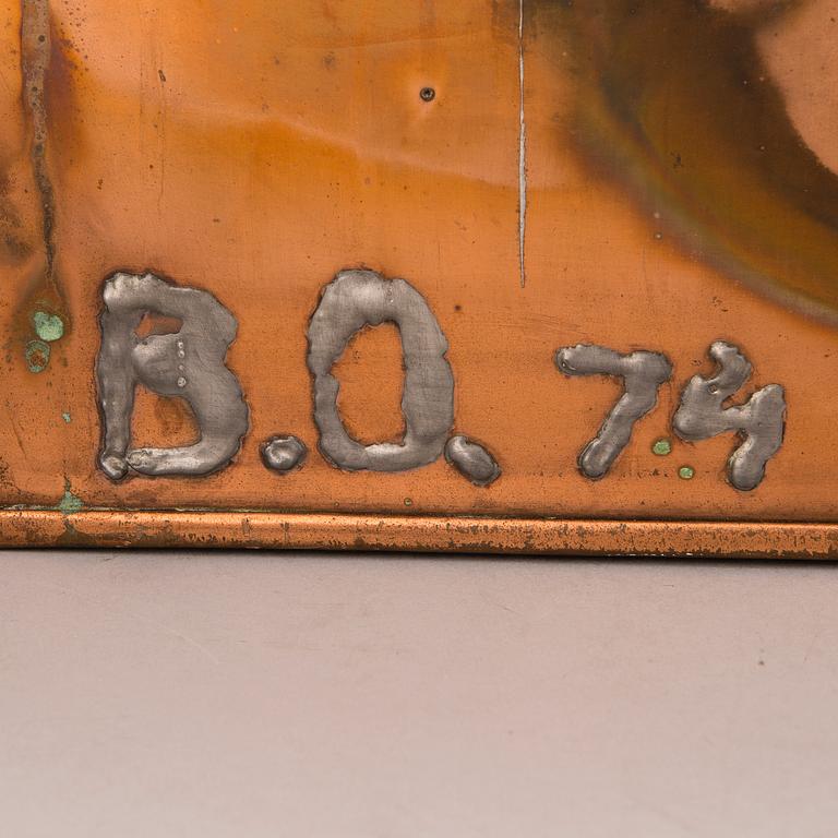 A copper and brass ship model signed B.O. -74.