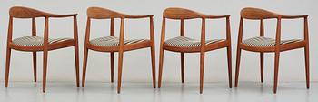 STOLAR, 4 st, "The Chair" Hans J Wegner, Johannes Hansen, Danmark, 1900-talets mitt.