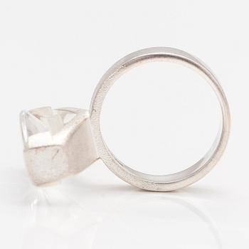 Björn Weckström, A sterling silver ring "Luminoso" with a munsteiner cut rock crystal. Lapponia 2009.