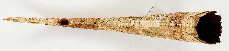 A bone horn, second half 19th century, probably Dieppe.