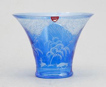 EDWARD HALD, skål, glas, "Åskväder", Orrefors, sign.