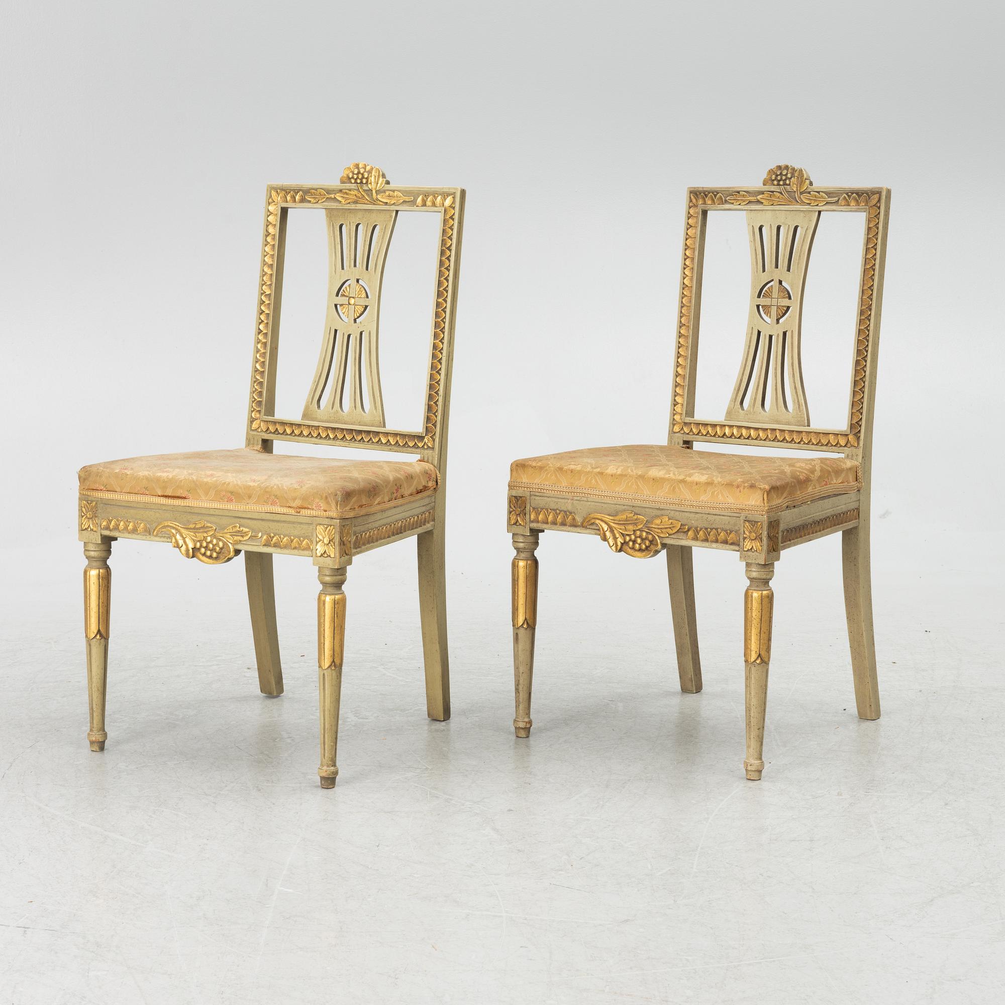 Stolar, 10 st, 1900-talets första hälft/mitt, Gustaviansk stil.