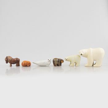 Lisa Larson, figuriner, 6 st, ur serierna "Lillskansen" och "Skansen", Gustavsberg.