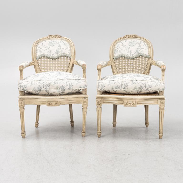 A pair of French Louis XVI-style chairs, 19th Century.