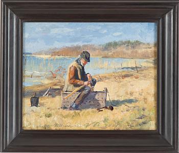 JOHAN AXEL GUSTAV, "J.A.G." ACKE, olja på duk lagd på pannå, sign & daterad m. dedikation: "Acke till vännen VB 1887".