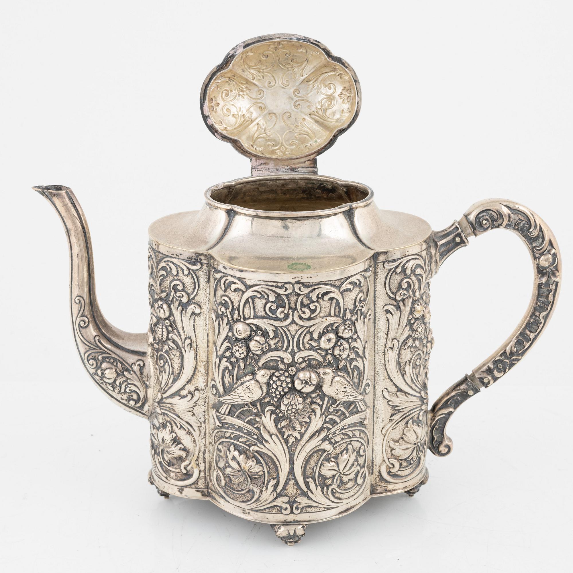 Te och kaffeservis, silver, Tyskland, tidigt 1900-tal.