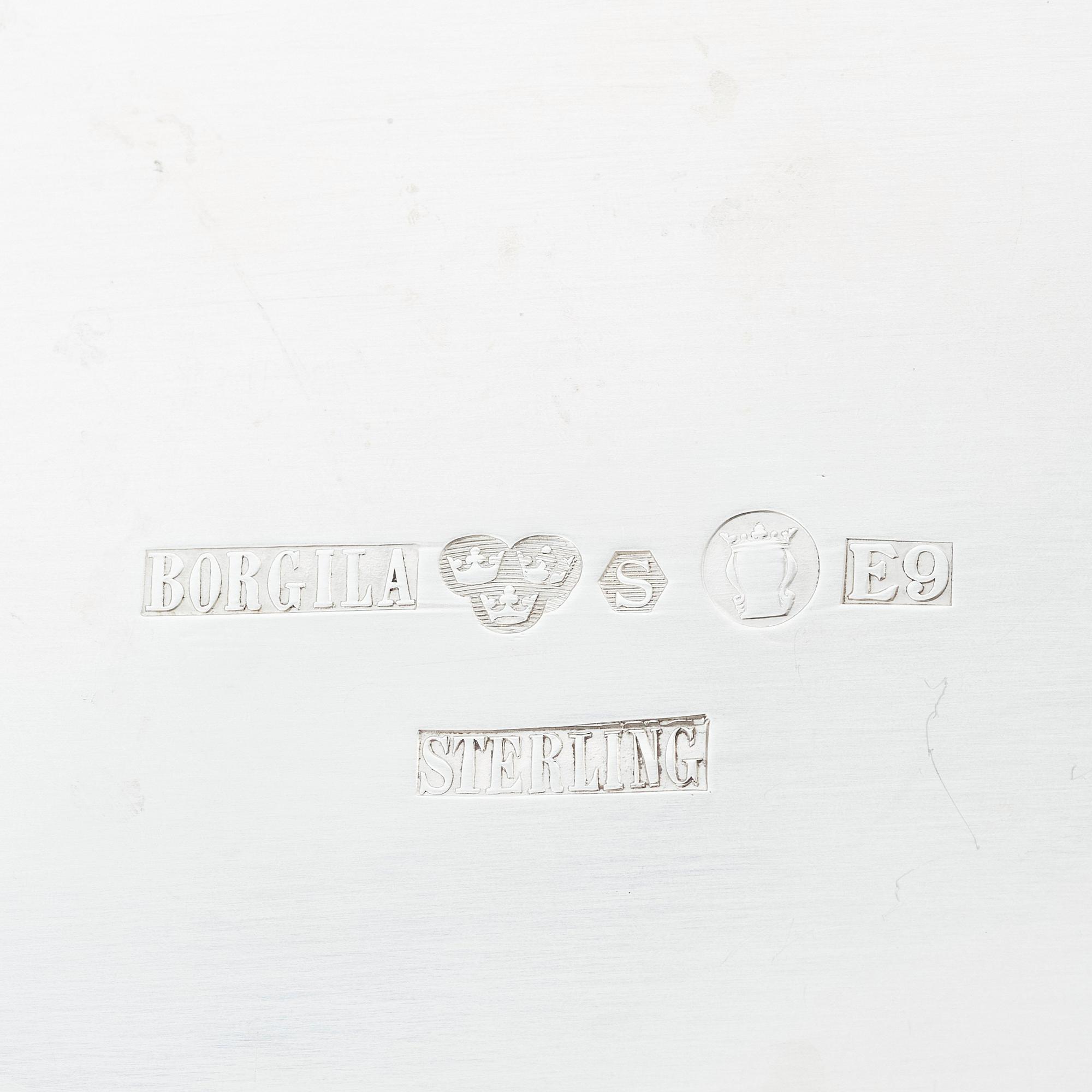 Atelier Borgila, a set of 8 sterling silver plates, Stockholm, Sweden 1955 and one 1957.