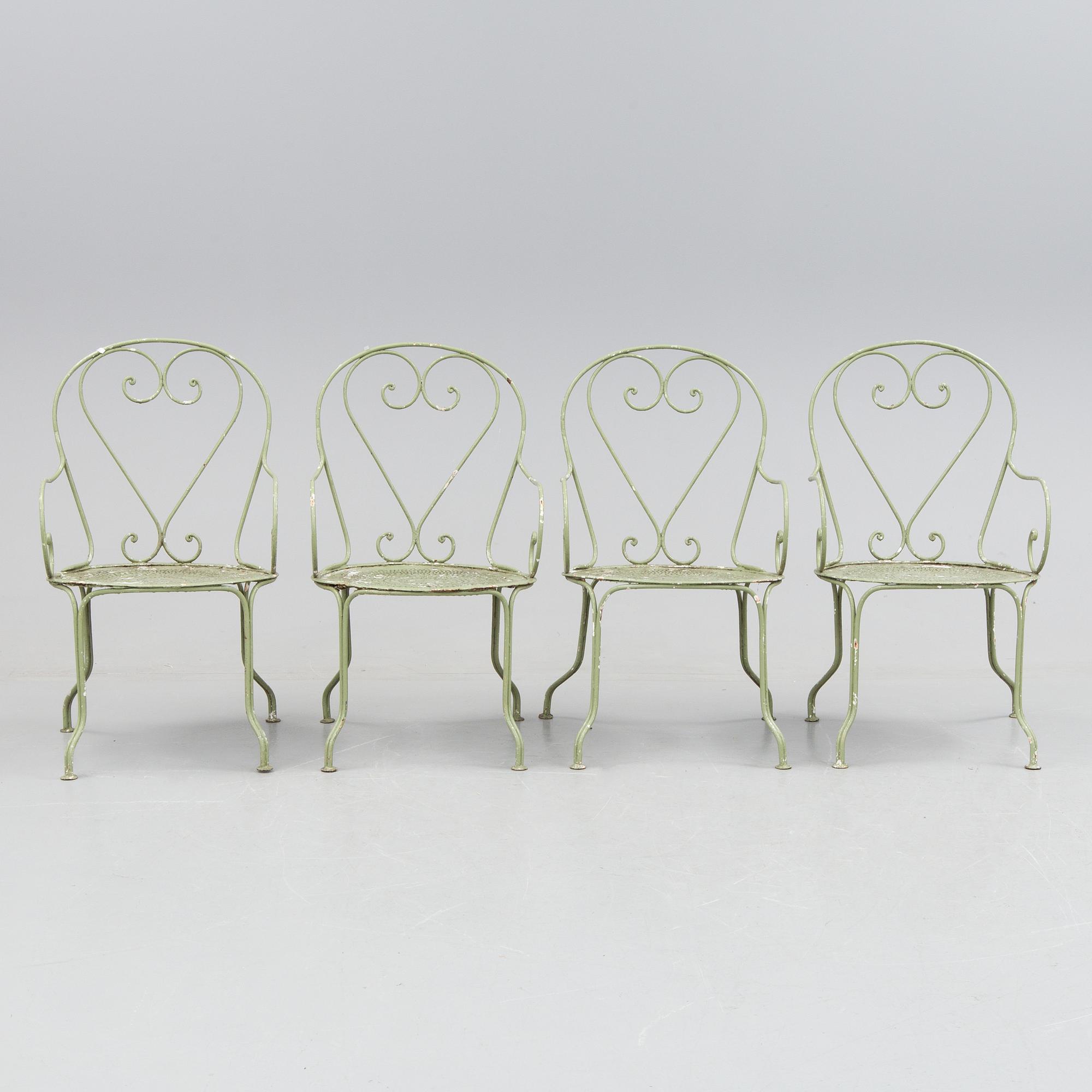 TRÄDGÅRDSMÖBLER, 5 delar, metall, 1900-tal.