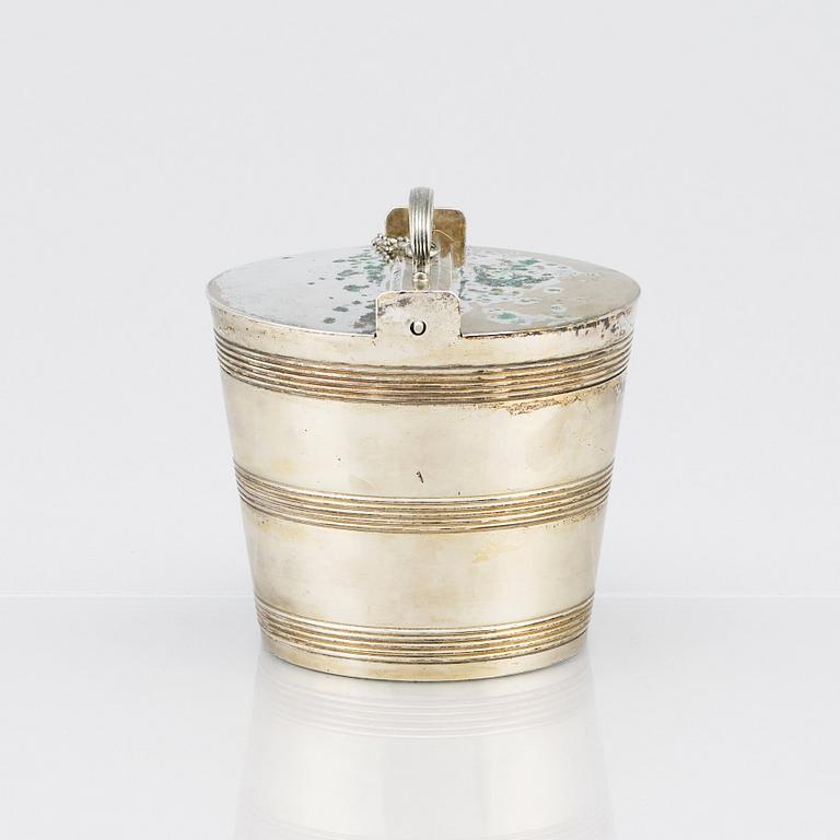 A Swedish late 18th Century Gustavian parcel-gilt butter-box, marks of Pehr Zethelius, Stockholm 1794..