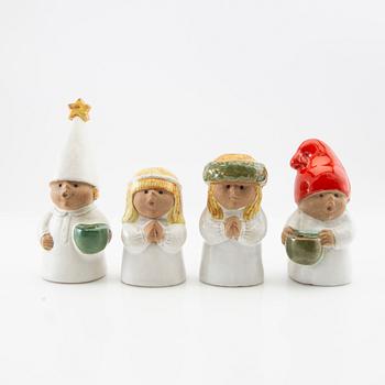 Lisa Larson, candlesticks/figurines "Advent" Gustavsberg stoneware.