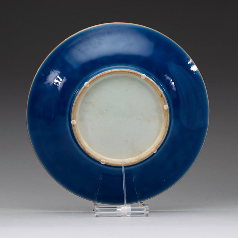 A set of two powder blue chargers, Qing dynasty Qianlong (1736-95).