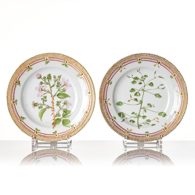 A set of nine Royal Copenhagen 'Flora Danica' dishes, Denmark, 20th Century.