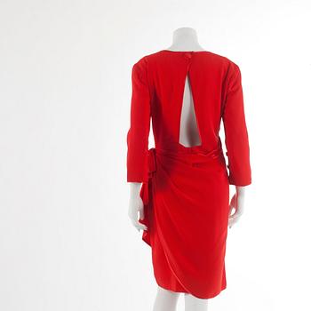 VICTOR COSTA, a red silk coctaildress.