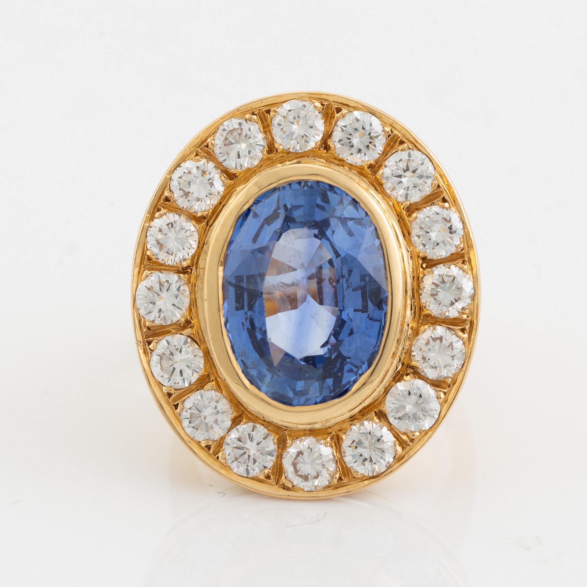 Sapphire and brilliant cut diamond cocktail ring.