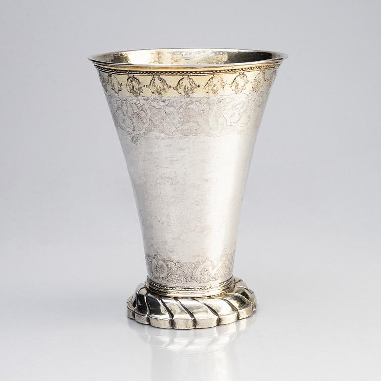 A Swedish parcel-gilt silver beaker, mark of Nils Hoffberg the younger, Stockholm 1759.