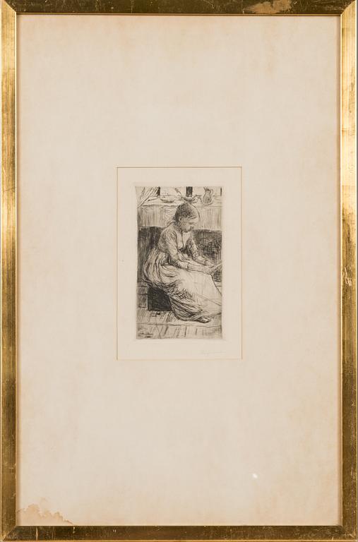 Hugo Simberg, linjeetsning och torrnål, plåtsignerad samt signerad med blyerts.