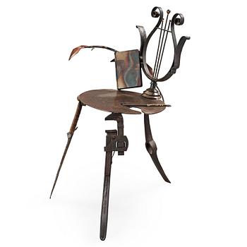 459. A Mark Brazier Jones 'Lyre' metal chair, England 1990.