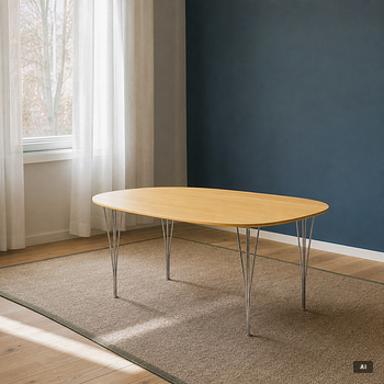 Bruno Mathsson, & Piet Hein, matbord, "Superellips", Fritz Hansen, Danmark, 1982.