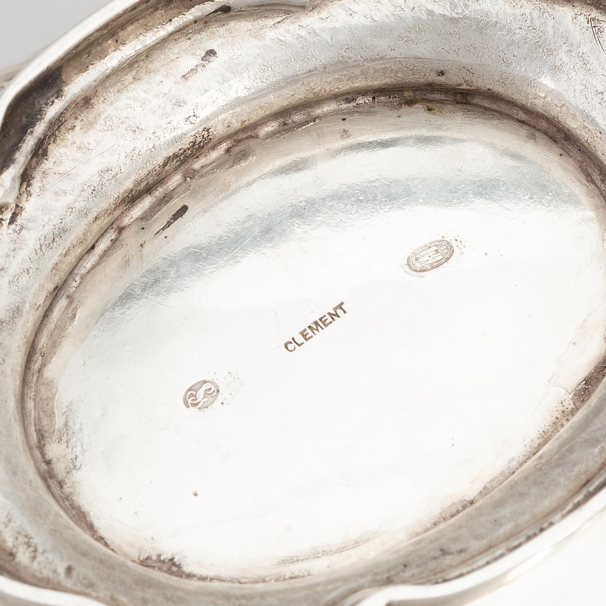 A silver sugarbox by Clement, Copenhagen 1880.