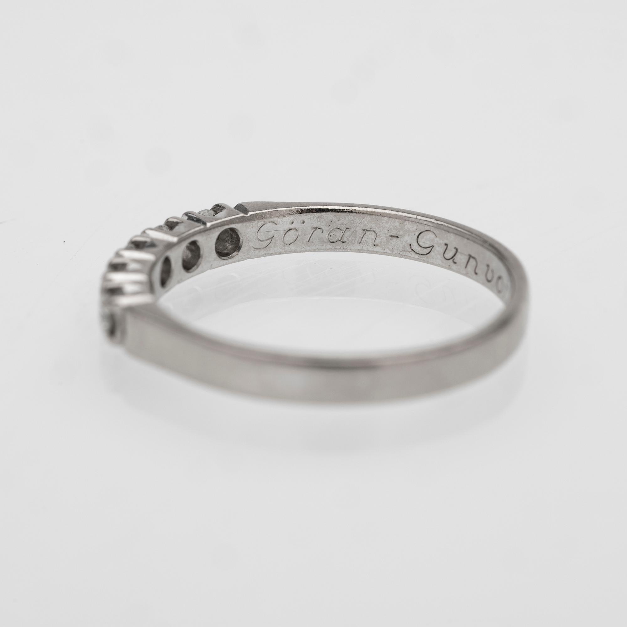18K white gold half eternity ring with diamonds, Wadring Karlskrona, 1987.