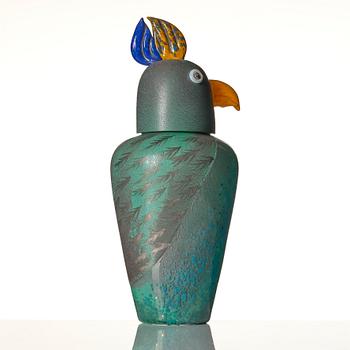 Monica Backström, a unique glass urn with cover/ sculpture, Kosta Boda, Sweden 1990.