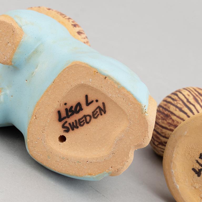 Lisa Larson, eight stoneware figurines, seven for K-Studion, Gustavsberg.