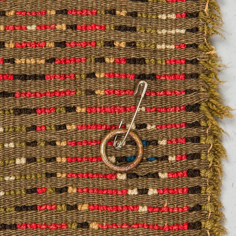 A Finnish folk art long pile ryijy-rug, dated 1817. Circa. 185 x 130 cm.