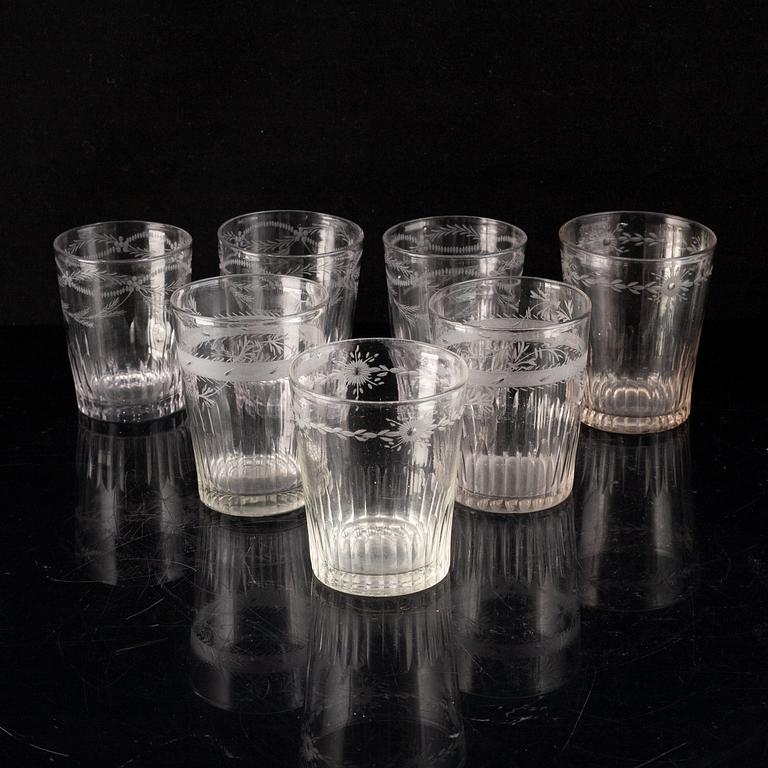 Seven late gustavian glasses, ca 1800.