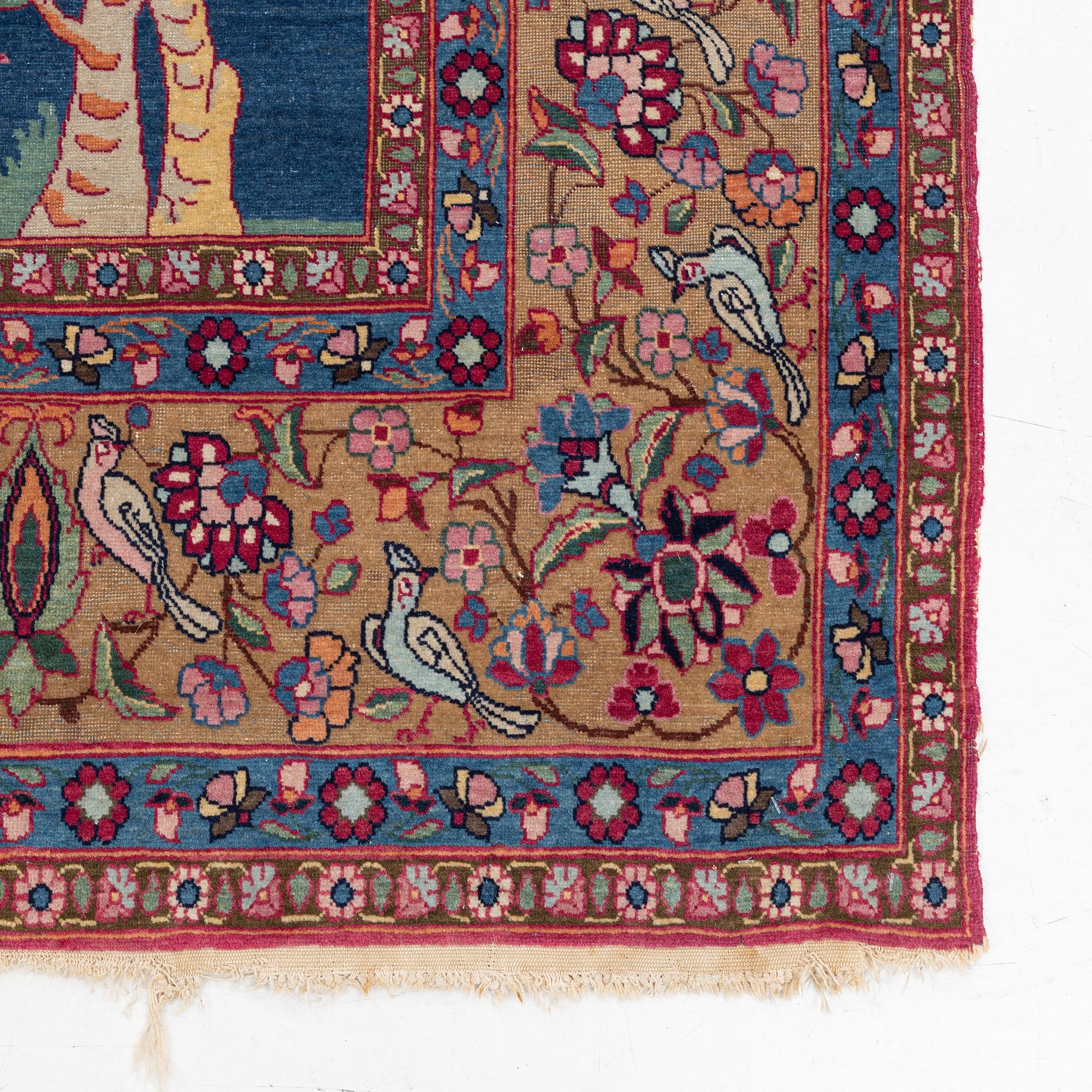 Rug, likely Tehran, approximately 227 x 133 cm.