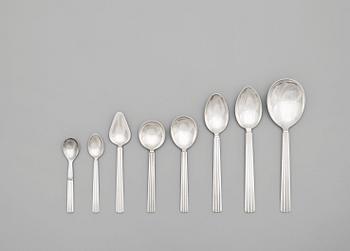 A set of 157 pcs of Sigvard Bernadotte sterling flatware by Georg Jensen, Copenhagen 1933-77.