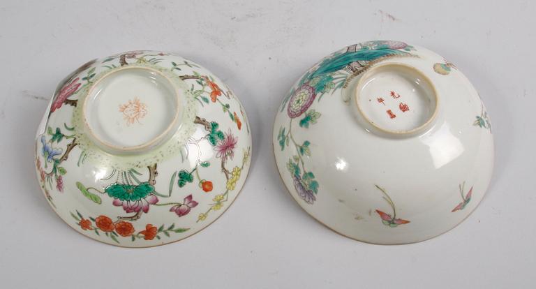 SKÅLAR, 2 st, porslin, Kina. 1800/1900-tal.