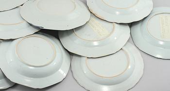 TALLRIKAR, 11 st, porslin, Kina, 1700-tal.