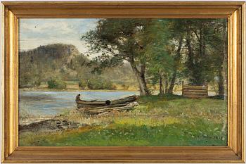 Olof Hermelin, Landscape with a figure in a canoe.