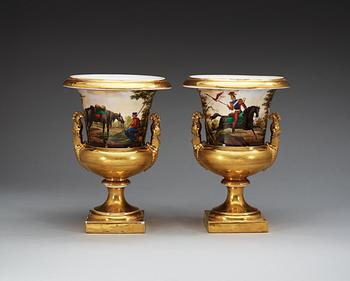 A pair of Empire vases, presumably Russian.