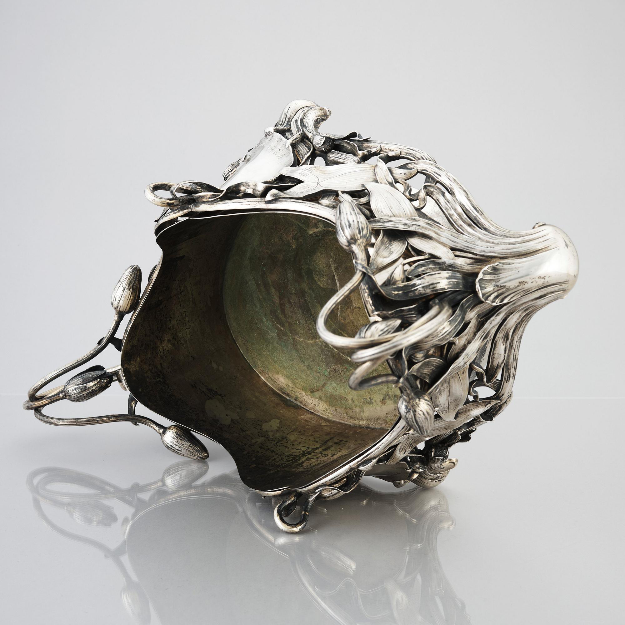 CF Carlman, jardinière, Art Nouveau, Stockholm 1899, silver.