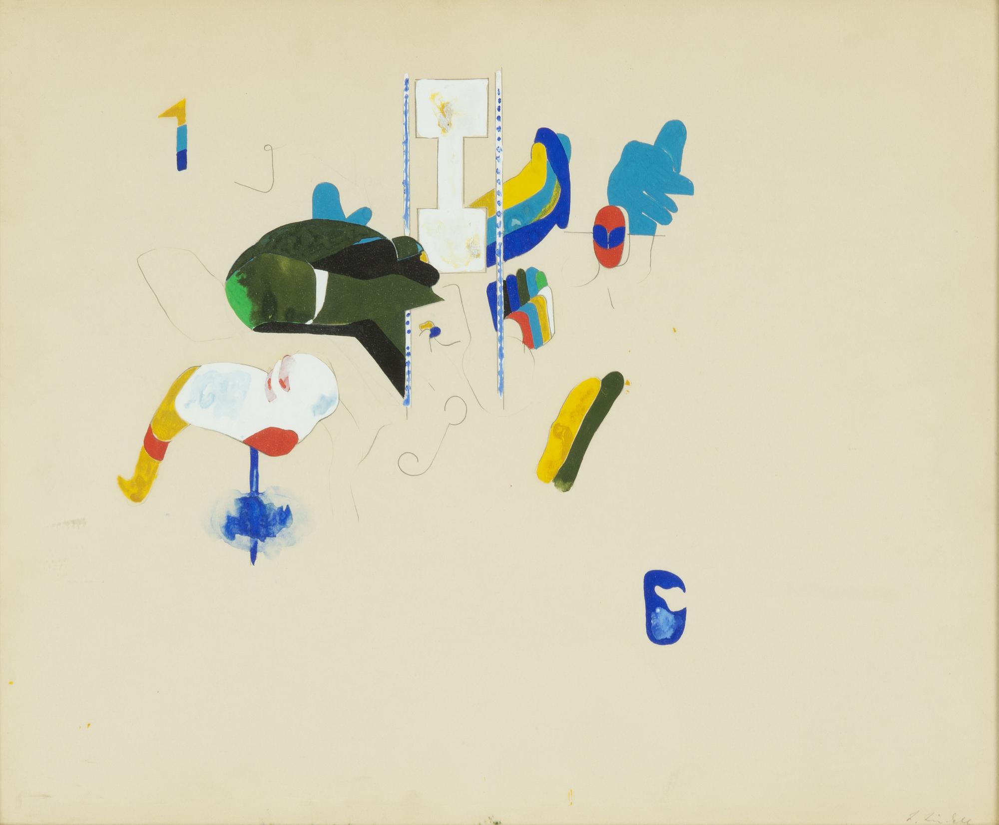 Lage Lindell, gouache, signed L. Lindell.