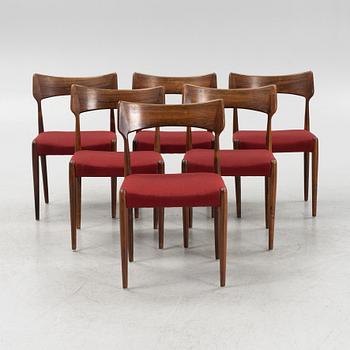 Stolar, 6 st, Bernhard Pedersen & son, Danmark, 1950/60-tal..