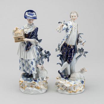 FIGURINER, två stycken, porslin, Meissen, tidigt 1900-tal.