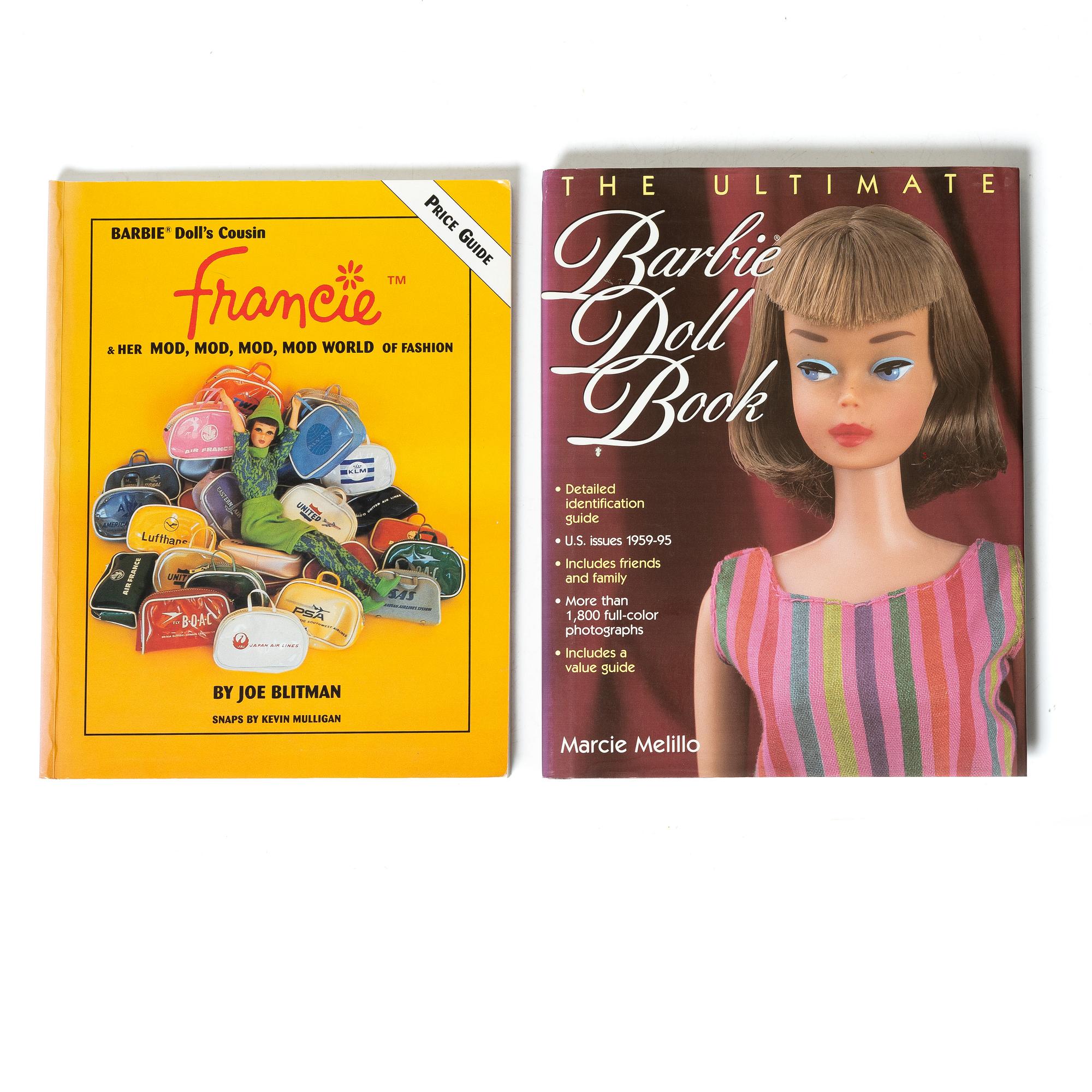 Böcker, Barbie, 16 st,  bland annat, "Barbie - her life and times" & "Barbie Fashion vol I & II".