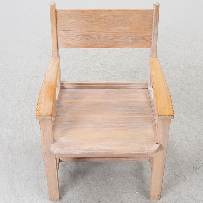 Four pine armchairs, Sweden, presumably mid20th century.