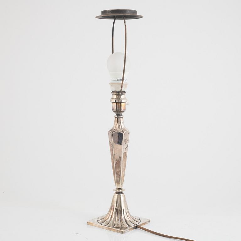 A silver table lamp, 1920's.