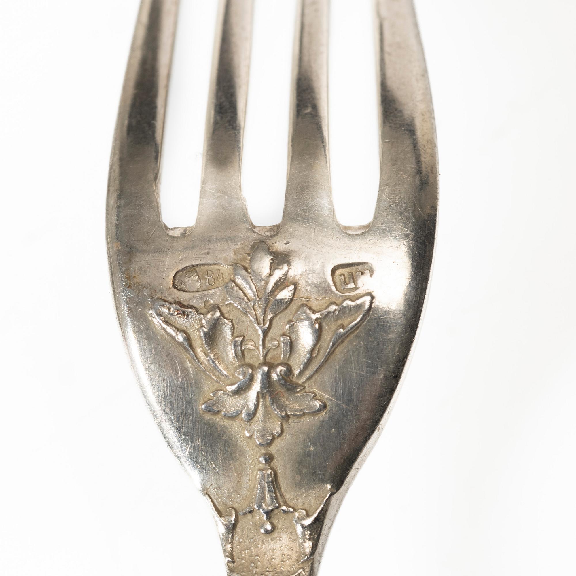 Bordsgafflar, 6 st, silver, Moskva, Ryssland 1908-26.