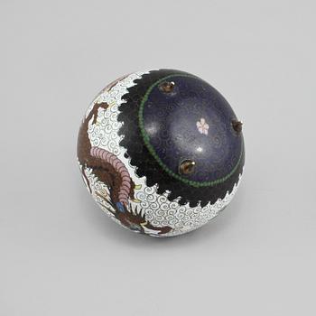 LOCKASK, cloisonné,  Kina, 1900-talets första hälft.
