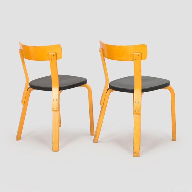 Alvar Aalto, stolar, ett par, modell 69, för Artek 1960-tal.